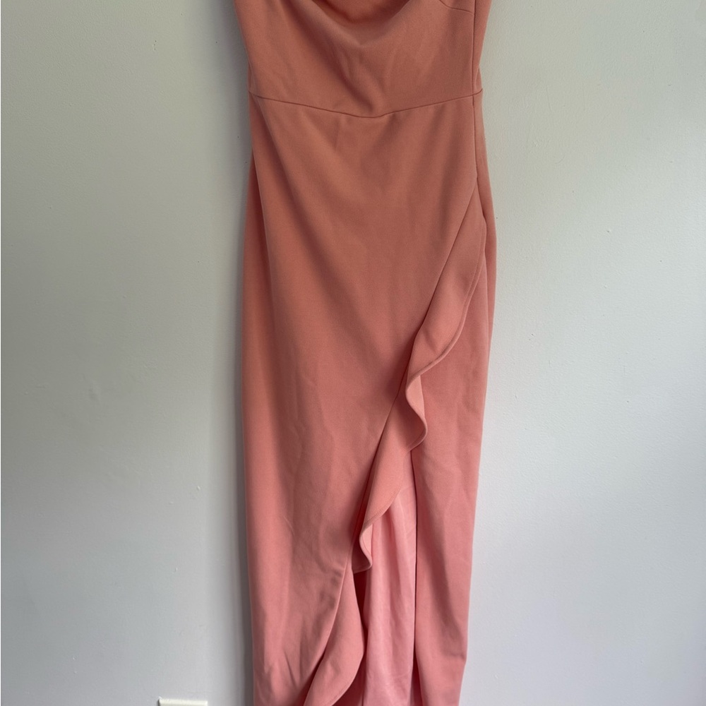 Lulu's Pink Cowl Neck Sleeveless Gown for Weddings